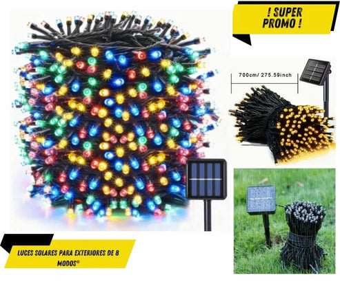 GUIRNALDA DE LUCES LED SOLARES PARA EXTERIORES