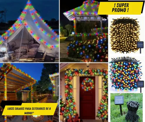 GUIRNALDA DE LUCES LED SOLARES PARA EXTERIORES