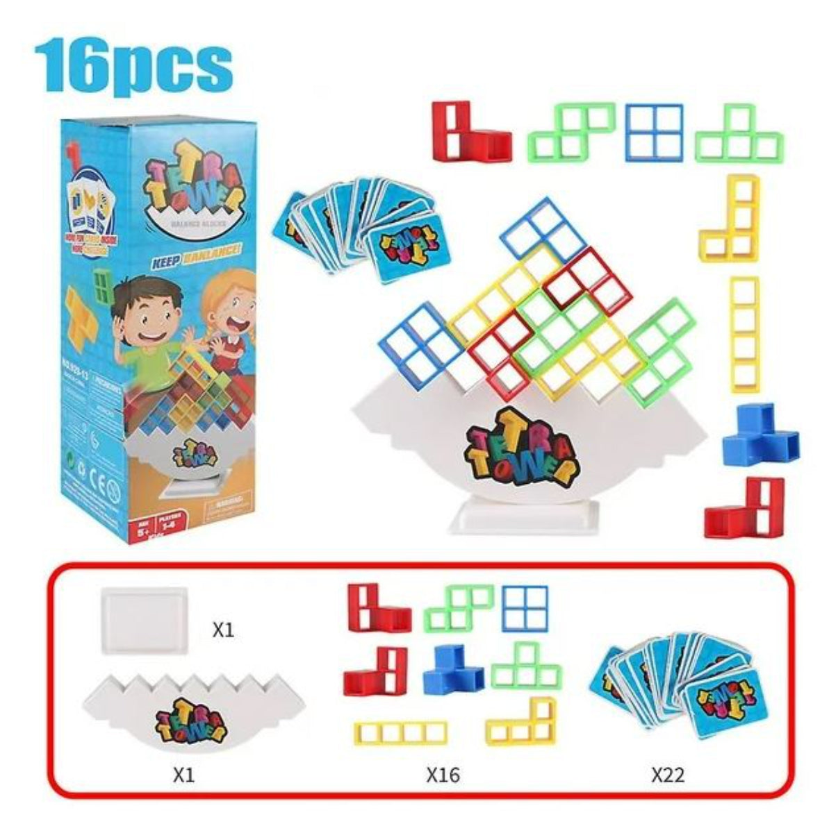 Juego de 16 piezas de torre Tetra