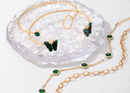 Juego de 4 pulseras de lujo con gemas verdes