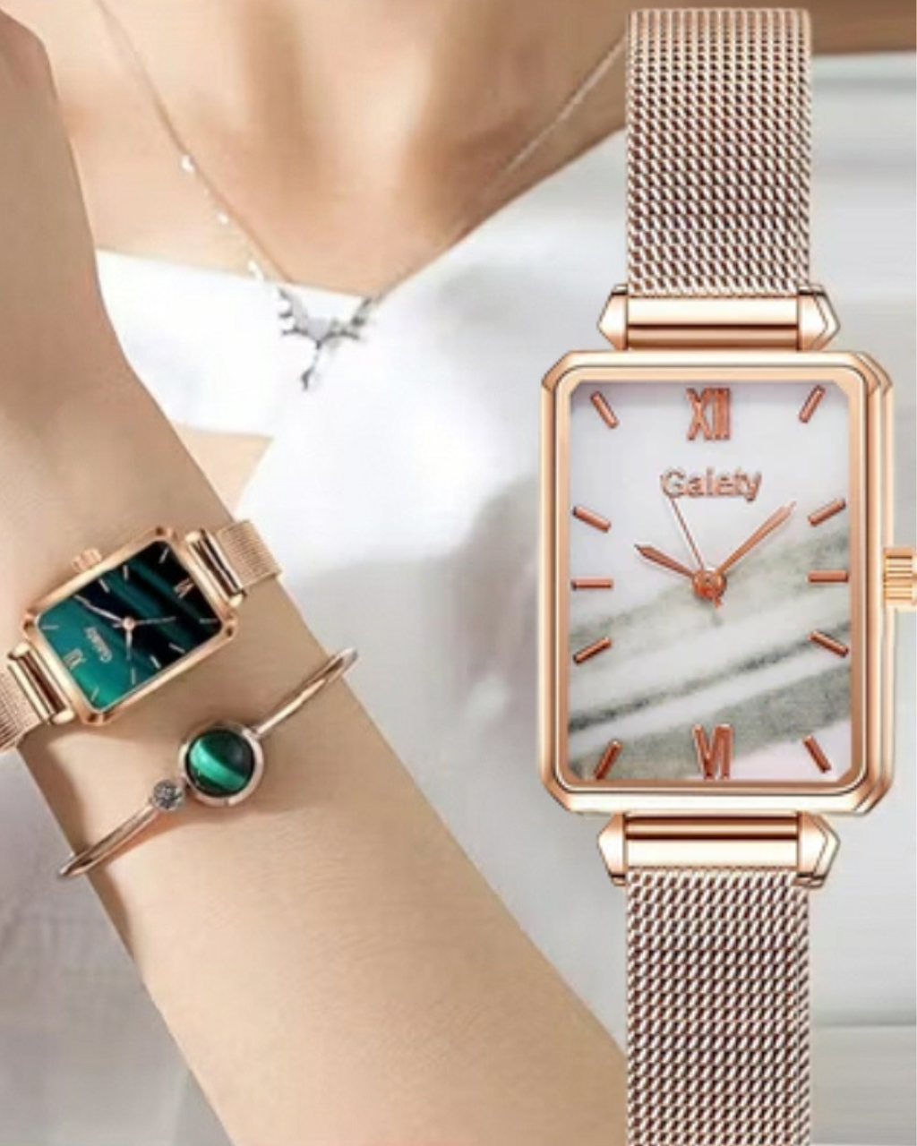 Reloj Lujoso Y Brazalete Esmaralda