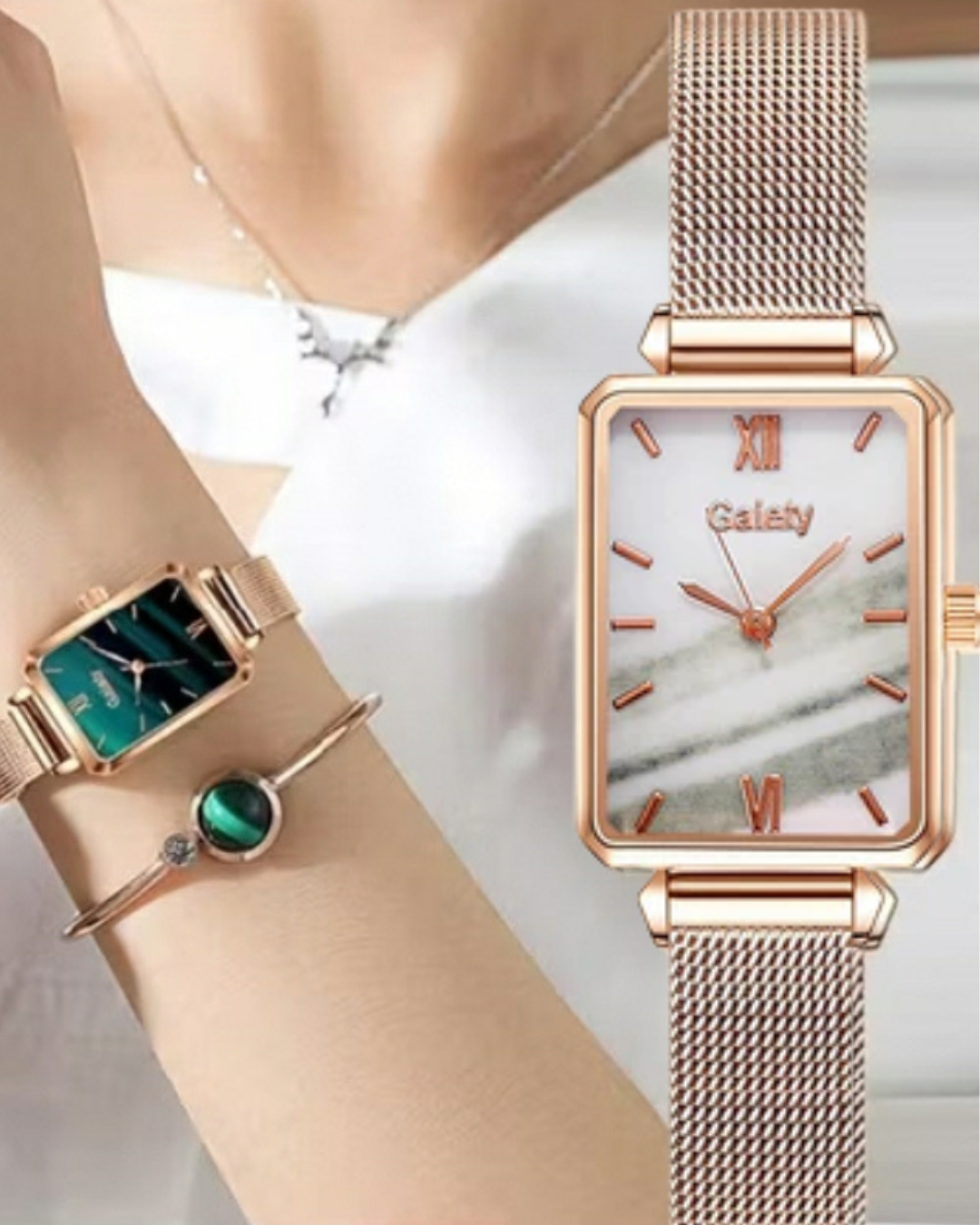 Reloj Lujoso Y Brazalete Esmaralda